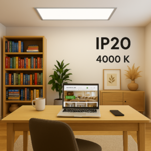 LED Panel in silber IP20 4000K im Homeoffice