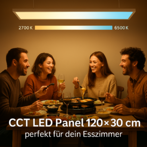 LED CCT Panel 120x30cm im Esszimmer
