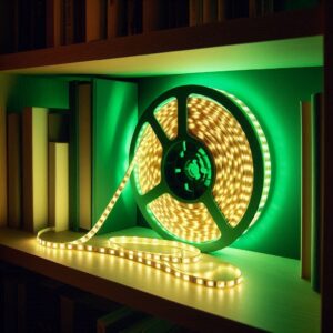 LED Streifen grün 5 Meter | 12 Volt | 9,6 Watt | 120LED/m | 8 mm breit | SMD3528 | Schutzart IP20 für den Innenbereich