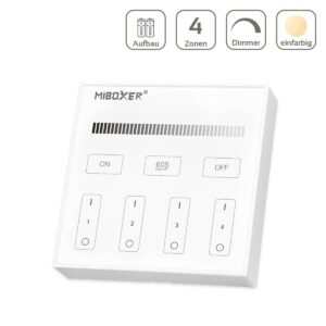 Smart Home Funk Lichtschalter Aufputz | Dimmer für einfarbige Beleuchtung | Miboxer B1 | Batteriebetrieb 3 Volt