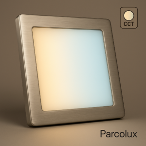 LED Einbau Panel CCT LED Ein-Aufbaustrahler mit Abdeckring in der Farbe silber - grau 21 mm hoch 24 Watt