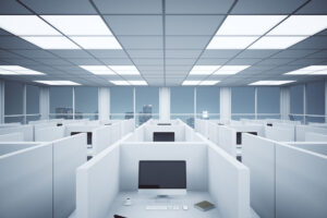 LED Rasterleuchte 62x62 cm im Büro