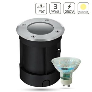 Einfahrt Bodenbeleuchtung LED | IP67 | GU10 | warmweiß | 230 Volt | 2700 Kelvin 1 Stück