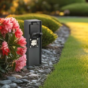 Gartensteckdosensäule IP44 eckig 23cm - Steckdose: 2-fach - Anthrazit