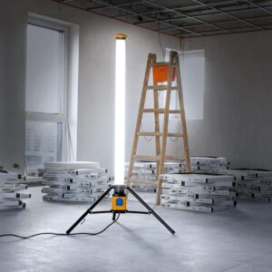 Baustellenlampe mit Steckdosen und Stativ 158cm 100W