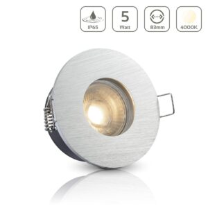 Einbaustrahler GU10 68mm IP65 4000K neutralweiß rund LED GU10 5Watt Abdeckring: Alu-gebürstet