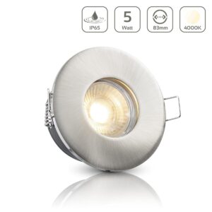 Einbaustrahler GU10 68mm IP65 4000K neutralweiß rund LED GU10 5Watt Abdeckring: Edelstahl