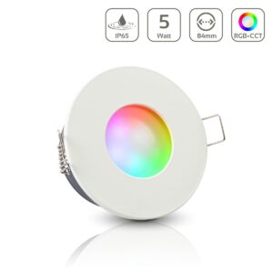 Einbaustrahler GU10 68mm IP65 RGB+CCT Farbwechsel rund LED GU10 5Watt Abdeckring: weiß