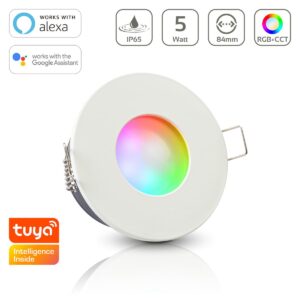 Einbaustrahler GU10 68mm IP65 RGB+CCT Smart Farbwechsel rund LED GU10 5Watt Abdeckring: weiß