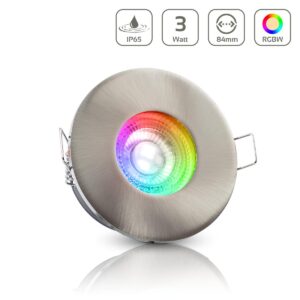 Einbaustrahler GU10 68mm IP65 RGBW Farbwechsel rund LED GU10 3Watt Abdeckring: Edelstahl
