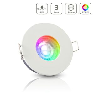 Einbaustrahler GU10 68mm IP65 RGBW Farbwechsel rund LED GU10 3Watt Abdeckring weiß