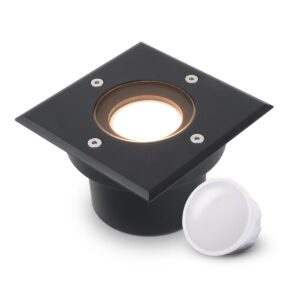 LED Bodeneinbaustrahler flach dimmbar warmweiß 2700K eckig 230V Gehäuse in schwarz