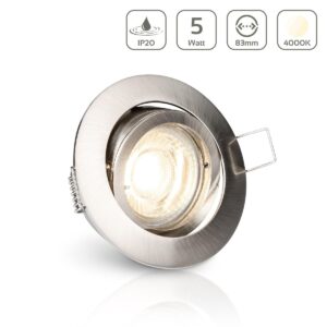 LED Einbaustrahler 230V ohne Trafo | 4000K Neutralweiß | rund | Edelstahl-gebürstet | schwenkbar