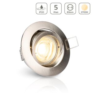 LED Einbaustrahler 230V ohne Trafo | Dimmbar | 4000K Neutralweiß | rund | Edelstahl-gebürstet | schwenkbar