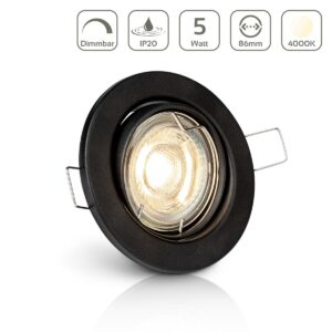 LED Einbaustrahler 230V ohne Trafo | Dimmbar | Neutralweiß 4000K | Rund | Schwarz | Schwenkbar