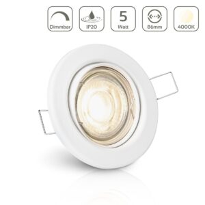LED Einbaustrahler 230V ohne Trafo | Dimmbar | Neutralweiß 4000K | Rund | Weiß | Schwenkbar