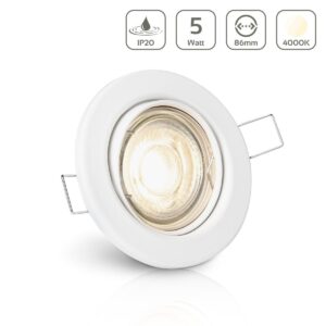 LED Einbaustrahler 230V ohne Trafo | Neutralweiß 4000K | Rund | Weiß | Schwenkbar