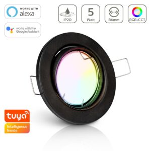 LED Einbaustrahler 230V ohne Trafo | RGB+CCT | Rund | Schwarz | Schwenkbar | Smart Tuya