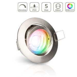 LED Einbaustrahler 230V ohne Trafo | RGB+CCT | rund | Edelstahl-gebürstet | schwenkbar