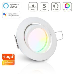 LED Einbaustrahler 230V ohne Trafo | RGB+CCT | rund | Weiß | schwenkbar | Smart Tuya