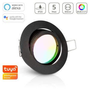 LED Einbaustrahler 230V ohne Trafo | RGB+CCT | rund | schwarz | schwenkbar | Smart Tuya