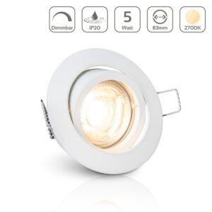 LED Einbaustrahler 230V ohne Trafo | dimmbar | Warmweiß 2700K | rund | weiß | schwenkbar