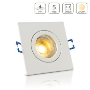 LED Einbaustrahler für Bad & Feuchträume | IP44 | 2700K warmweiß | Weiß | Eckig | GU10