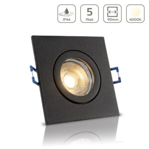 LED Einbaustrahler für Bad & Feuchträume IP44 4000K neutralweiß Eckig Schwarz GU10