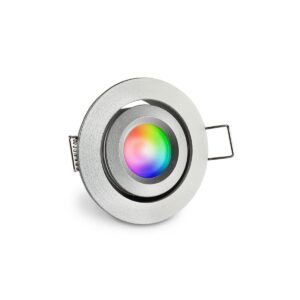 Mini LED Einbaustrahler 12V | Schwenkbar | Silber | IP44 | RGB+2700K | 3 Watt | Einbaudurchmesser: 42 mm