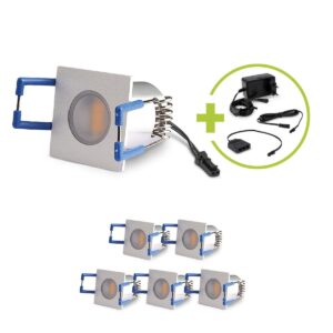 Mini LED Einbaustrahler 3000K Warmweiß | eckig | 12V | 1,5W | IP20 | Einbaudurchmesser: 26 mm | 6er Set