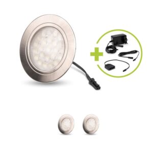 Mini LED Einbaustrahler 4000K Neutralweiß | flach | rund | 12V | 2 Watt | IP20 | Einbaudurchmesser: 58 mm | 3er Set