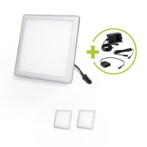 Mini LED Panel 100x100 mm | LED Mini Panel eckig 3W 12V IP20 | Neutralweiß 4000K | 3er Set