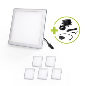 Mini LED Panel 100x100 mm | LED Mini Panel eckig 3W 12V IP20 | Neutralweiß 4000K | 6er Set
