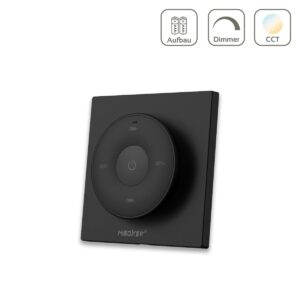 Smart Home Funk Lichtschalter Aufputz CCT + Dimmer Miboxer K2 schwarz Batteriebetrieb