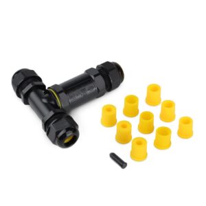 Wasserdichter T-Kabelverbinder IP68 – 230V | 450V | 3-fach 5-polig | Kabel 0,5-4mm² – Perfekt für Außeninstallationen und industrielle Anwendungen