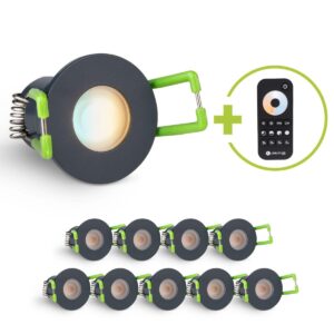 LED Mini Einbaustrahler 3W dimmbar CCT 2700K-6500K IP65 – Anthrazit RAL 7016 (10er-Set)
