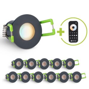 LED Mini Einbaustrahler 3W dimmbar CCT 2700K-6500K IP65 – Anthrazit RAL 7016 (12er-Set)