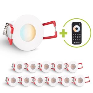 LED Mini Einbaustrahler 3W dimmbar CCT 2700K-6500K IP65 – Weiß (12er-Set)