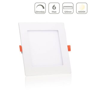 LED Panel Einbaustrahler eckig weiß dimmbar – Neutralweiß 4000K, 3W, 120x120mm, Ausschnitt 105x105mm
