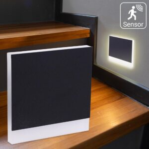 LED Treppenlicht mit Bewegungsmelder 230V Eckig Schwarz CCT – Lichtaustritt Orbis