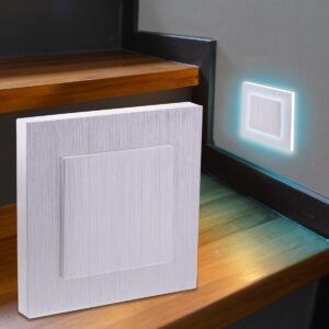 LED Treppenstufenbeleuchtung CCT – eckig, Alu gebürstet, 1,5W – Lichtaustritt Doppio – 230V
