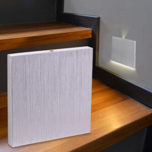 LED Treppenstufenbeleuchtung CCT – eckig, Alu gebürstet, 1,5W – Lichtaustritt Orbis – 230V-2