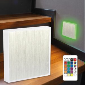 LED Treppenstufenbeleuchtung eckig Alu-gebürstet – RGB+CCT – 2W – Halo-Lichtaustritt – mit Infrarot-Fernbedienung