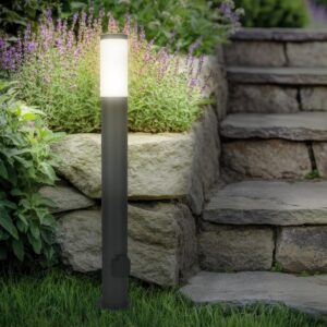 Pollerleuchte 80cm anthrazit mit Steckdose