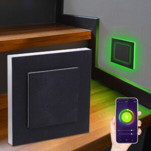 Smart Home Treppenstufenbeleuchtung LED – RGB+CCT – App-Steuerung – Dimmbar – eckig schwarz – Doppio-Lichtaustritt