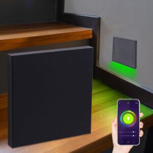Smart Home Treppenstufenbeleuchtung LED – RGB+CCT – App-Steuerung – Dimmbar – eckig schwarz – Lichtaustritt Kato