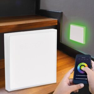 Smart Home Treppenstufenbeleuchtung LED – RGB+CCT – App-Steuerung – Dimmbar – eckig weiß – Halo-Lichtaustritt