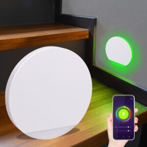 Smart Home Treppenstufenbeleuchtung LED – RGB+CCT – App-Steuerung – Dimmbar – eckig weiß – Orbis-Lichtaustritt