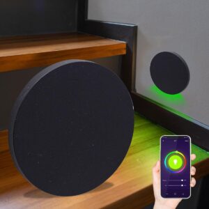 Smart Home Treppenstufenbeleuchtung – LED RGB+CCT – rund – schwarz – App-gesteuert – 3W – Lichtaustritt Kato