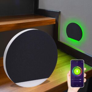 Smart Home Treppenstufenbeleuchtung innen rund schwarz – RGB+CCT – Orbis Lichtaustritt – App-Steuerung – Dimmbar – 230V